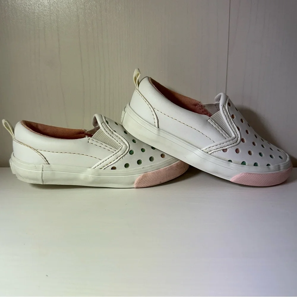 Old Navy Off White Slip On Canvas Polka dot Sneakers Size 5